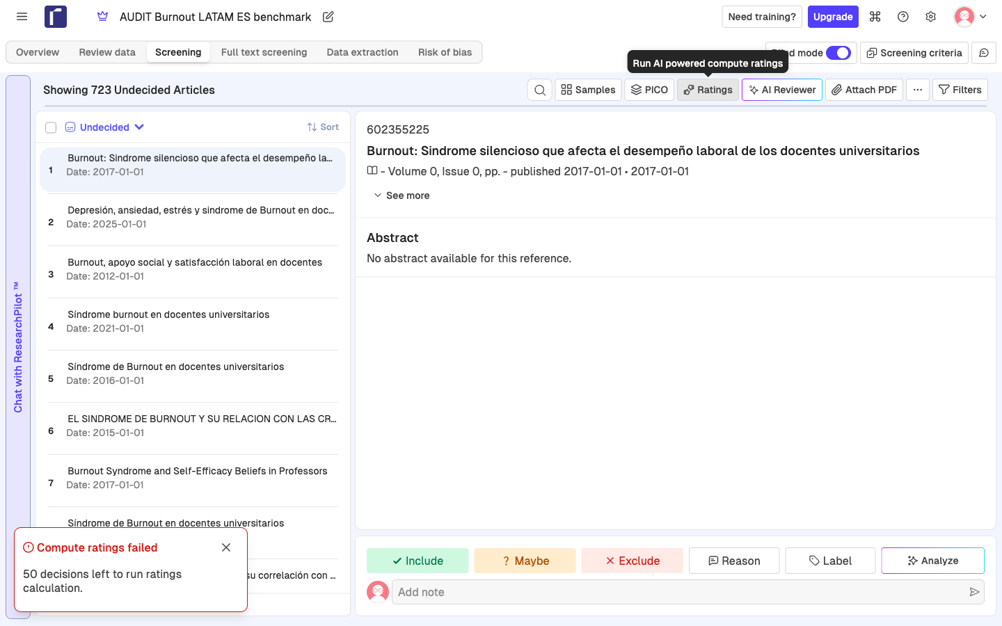 Aviso: Compute ratings failed — 50 decisions left